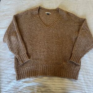 American Eagle Outfitters Tan V-Neck Sweater